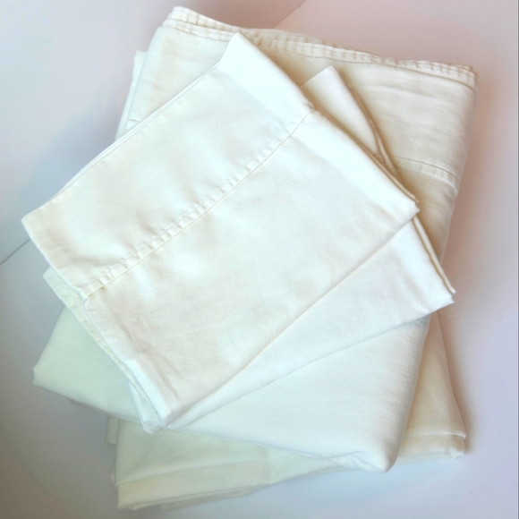 POTTERY BARN Queen Grand Organic Percale Sheets, Ivory - 2 Std Cases/Fitted/Flat - Picture 3 of 8